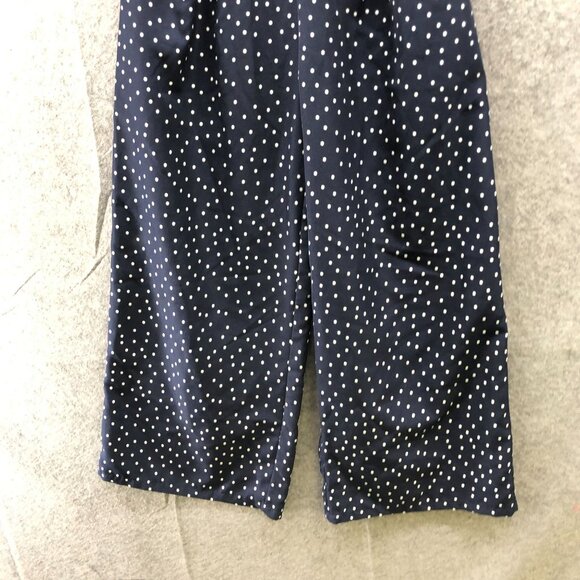 Gu (Uniqlo) Wide Leg Dress Pants Womens M Navy Blue Polka Dot Pleated High Rise - Picture 4 of 10